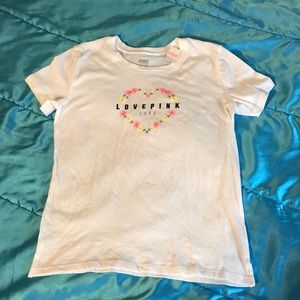 NWT Victoria Secret Pink Floral Logo White Tshirt